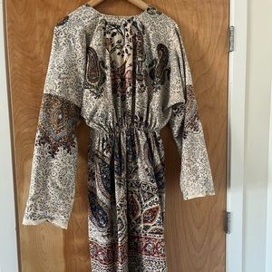 Vintage cotton Indian print handmade midi shift dress OSFA